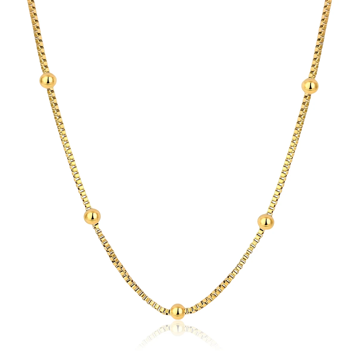 Small Beads Titanium Steel Necklace Simple Personalized Gold Necklace Valentine’s Day made by BlueOne Jewelry