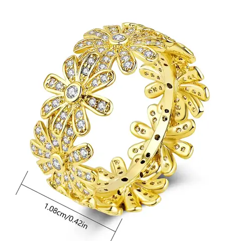 Small Daisy Micro-setting Ring Ladies Finger Ring Europe and the United - view 3