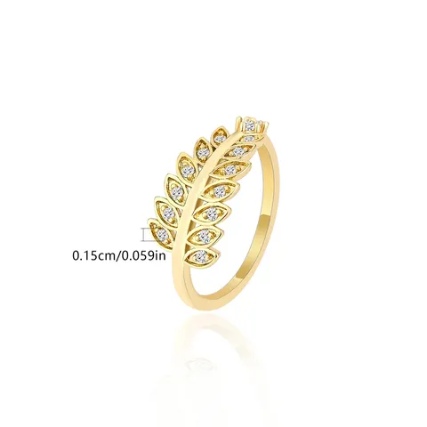 Small Fresh Leaves Ring Female Fashion Inlaid Zirconia Japan and South - view 3