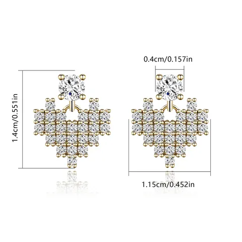 Small Fresh Series Micro-set Zirconia Full of Diamonds Love Earrings Female - view 3