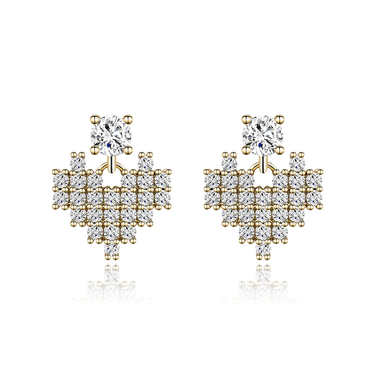 Small Fresh Series Micro-set Zirconia Full of Diamonds Love Earrings Female made by BlueOne Jewelry