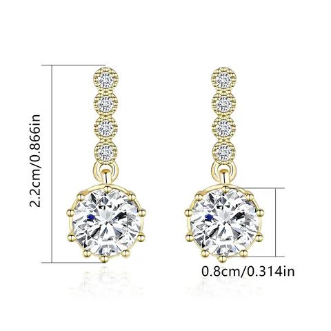 Small Fresh Simple Shining Zirconia Women’s Fashion Earrings Copper Plated Real - view 3