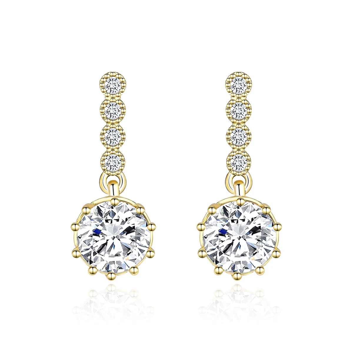 Small Fresh Simple Shining Zirconia Women’s Fashion Earrings Copper Plated Real made by BlueOne Jewelry