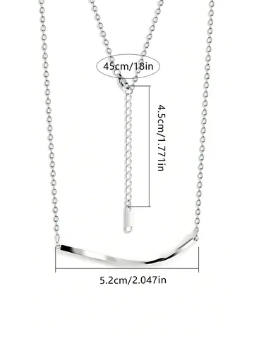 Smile Necklace 2024 Female Light Luxury Niche Design Sense Bent Tube Collarbone Chain - view 3