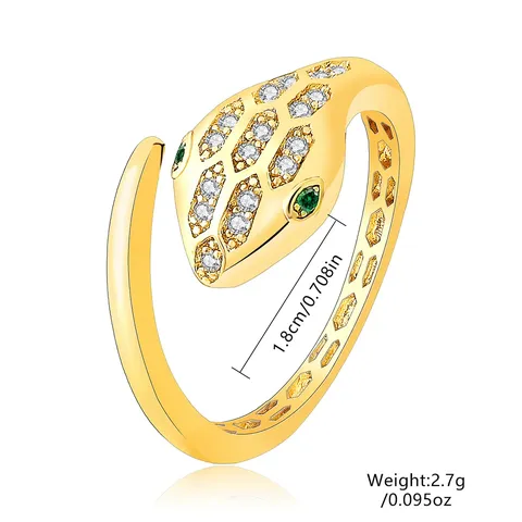 Snake Ring with Adjustable Opening Set Zirconia Creative Animal Shape Ring - view 3