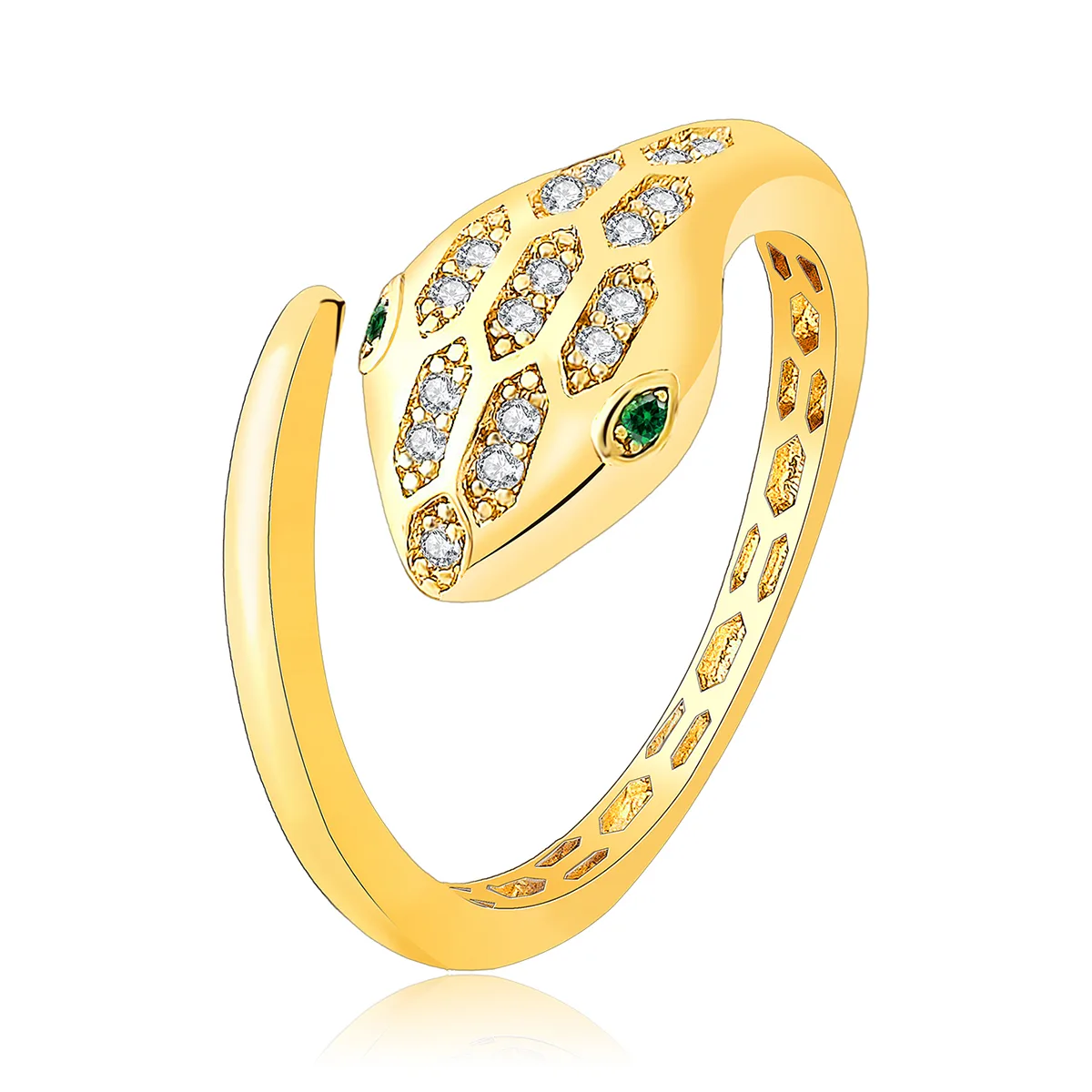 Snake Ring with Adjustable Opening Set Zirconia Creative Animal Shape Ring made by BlueOne Jewelry