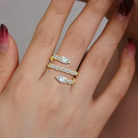 Snake Ring Women Trapezoidal Pear-shaped Zirconia Elegant Snake Bone Design Hand - view 2