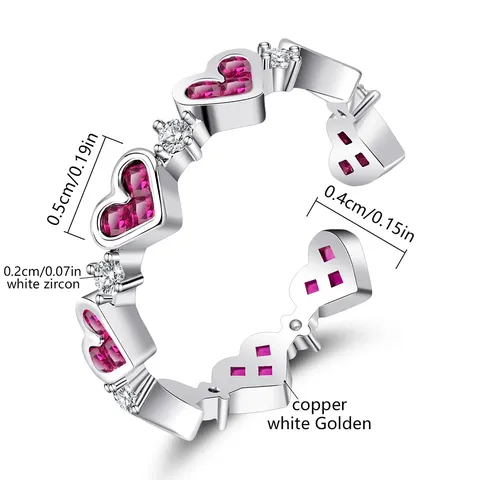 South Korea Micro-set Zirconia Love Heart Open Ring Female Temperament High-grade - view 3