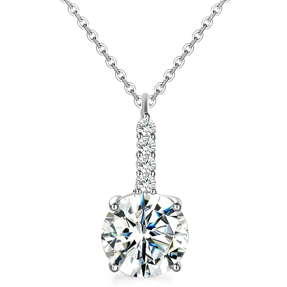 Fashion Pendant Necklace Four Claws Round Collarbone Chain Square Zirconium Copper in 18K Gold Plated made by BlueOne Jewelry