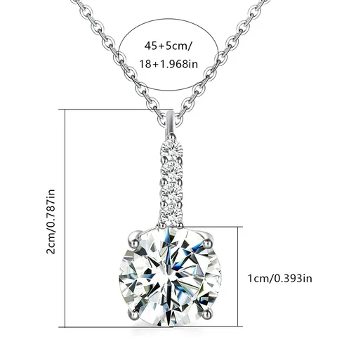 Fashion Pendant Necklace Four Claws Round Collarbone Chain Square Zirconium Copper in 18K Gold Plated - view 3