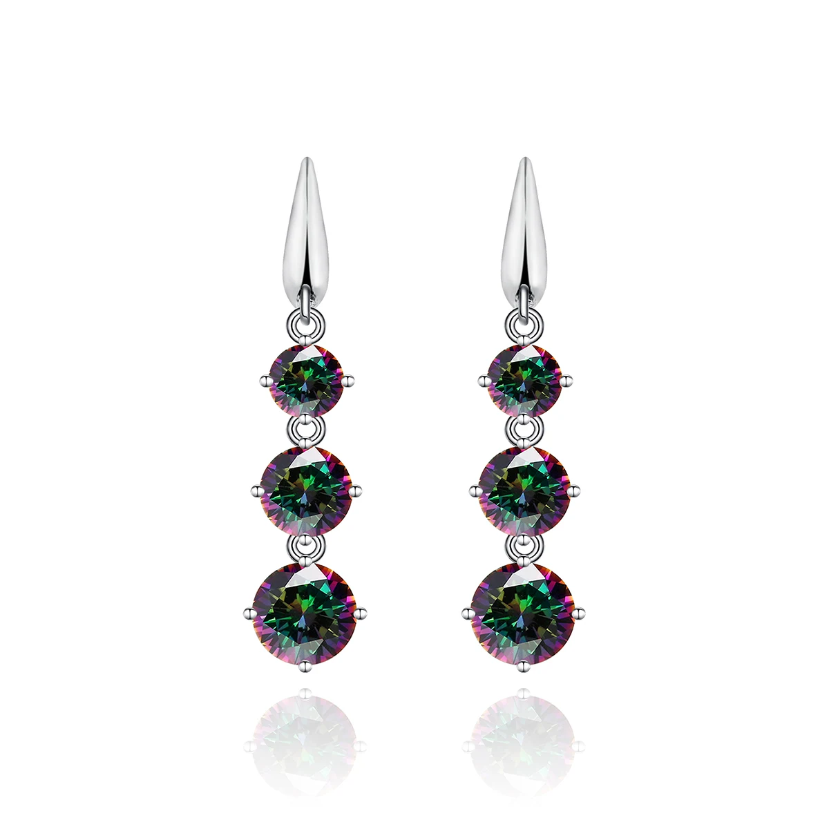 Spring and Summer Korean Version of the Shiny Color Zirconia Ms Earrings made by BlueOne Jewelry