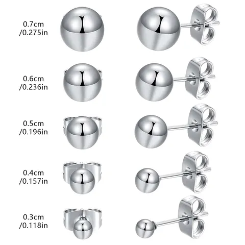 Stainless Steel Earrings Europe and the United States Beans Steel Beads - view 3
