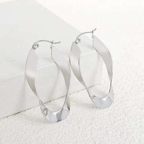 Stainless Steel Möbius Earrings Geometric Minimalist Glossy Twisted Earrings Women’s Earrings - view 3