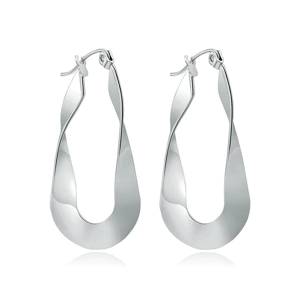 Stainless Steel Möbius Earrings Geometric Minimalist Glossy Twisted Earrings Women’s Earrings made by BlueOne Jewelry