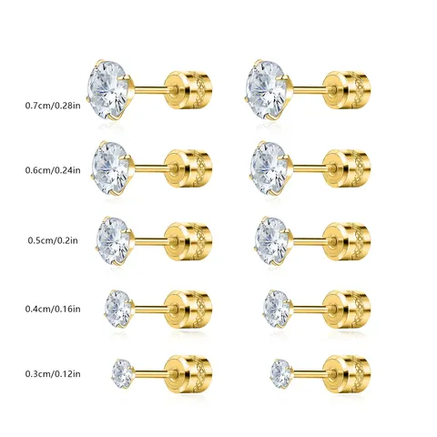 Stainless Steel Rod Inserted with White Stone Earrings Piercing Jewelry 2023 - view 3