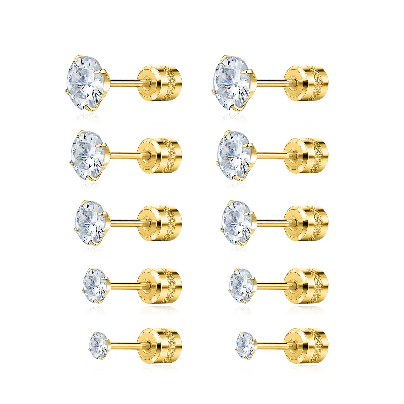Stainless Steel Rod Inserted with White Stone Earrings Piercing Jewelry 2023 made by BlueOne Jewelry
