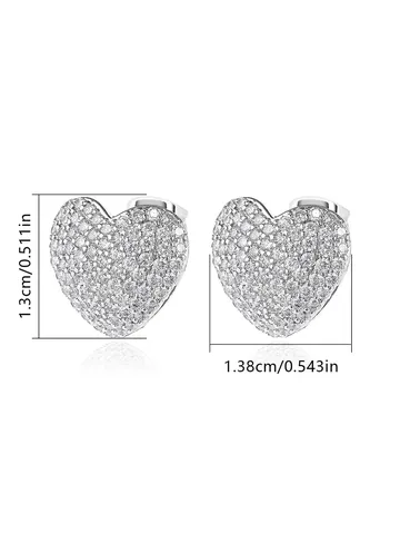 Summer Fashion Heart-shaped Women’s Earrings Full Diamond Zirconia Inlaid Geometric Love - view 3