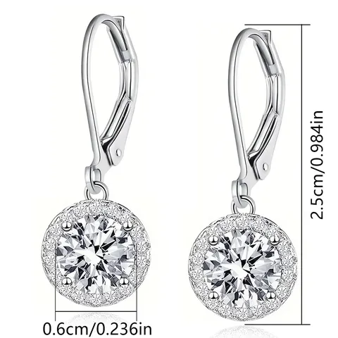 Super Flash Round Zirconia Ear Hook Temperament Commuting Earrings Korean Version - view 3