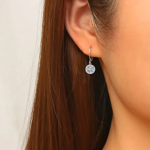 Super Flash Round Zirconia Ear Hook Temperament Commuting Earrings Korean Version - view 2