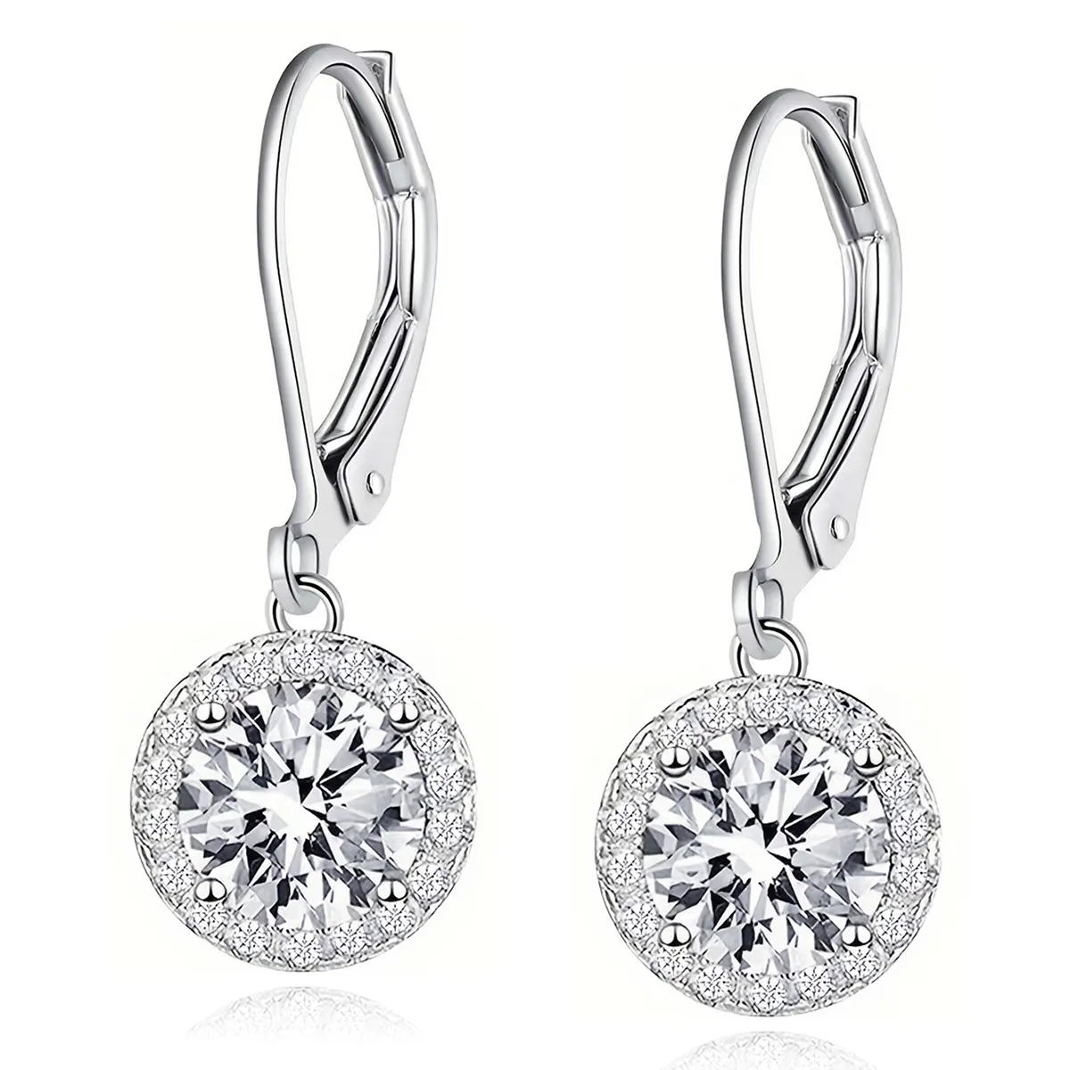 Super Flash Round Zirconia Ear Hook Temperament Commuting Earrings Korean Version made by BlueOne Jewelry