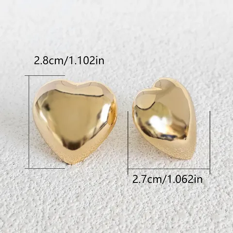 Sweet Fashion Mini Peach Heart Love Glossy Small Gold Heart Earrings - view 3