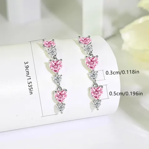 Sweet Pink Diamond Love Earrings Female Niche Personality Simple Versatile Temperament Ear Cuffs - view 3