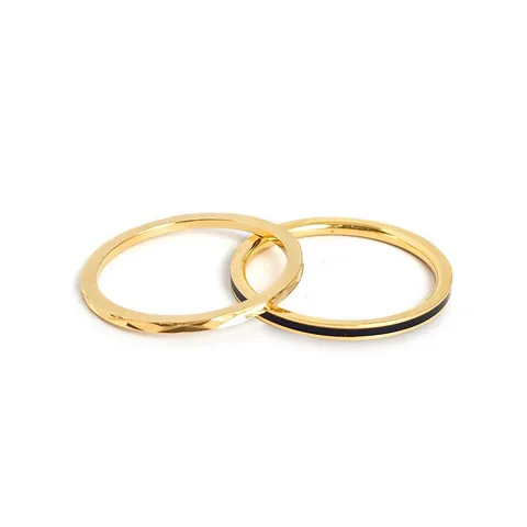 The Extremely Thin Version of the 1mm Black and White Drip Ring - Stainless Steel jewelry made by BlueOne Jewelry
