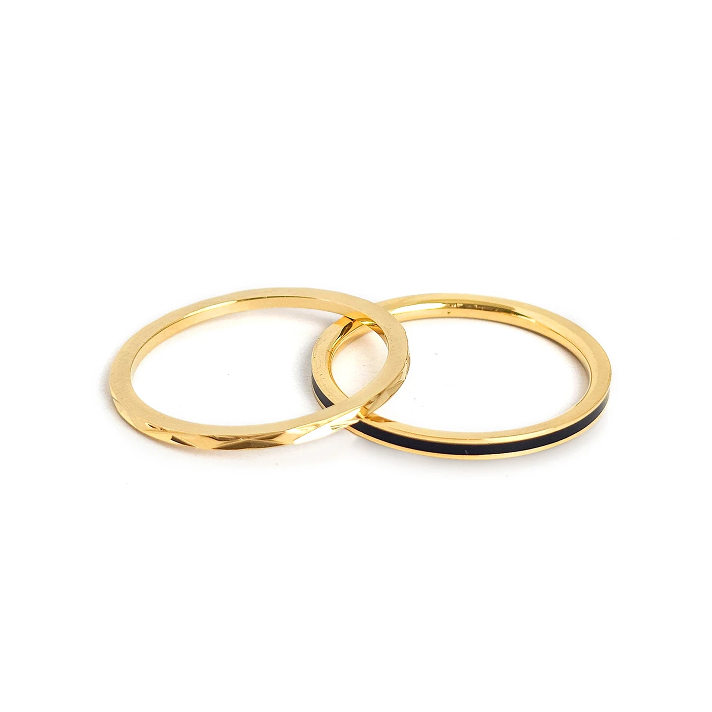 The Extremely Thin Version of the 1mm Black and White Drip Ring made by BlueOne Jewelry