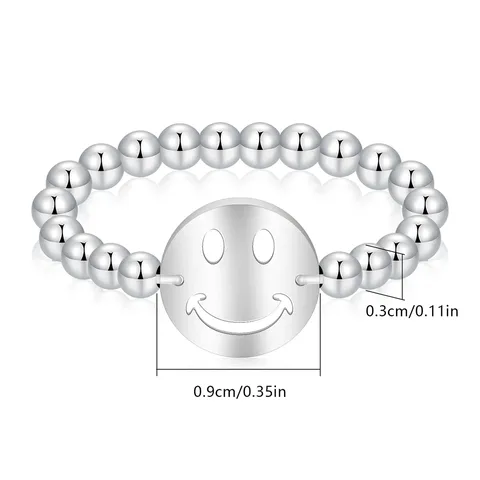 The Round Beaded Smiley Face Ring Is a Versatile and Elegant - view 3