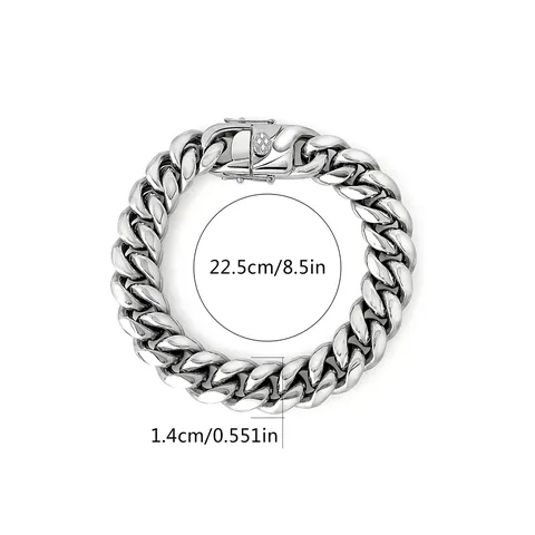 Titanium Steel Does Not Lose Color Double Weave Grinding Surface Cuban Link Bracelet - view 3