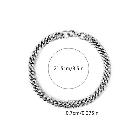 Stainless Steel Titanium Steel Does Not Lose Color Double Weave Grinding Surface Cuban Link Bracelet - view 3