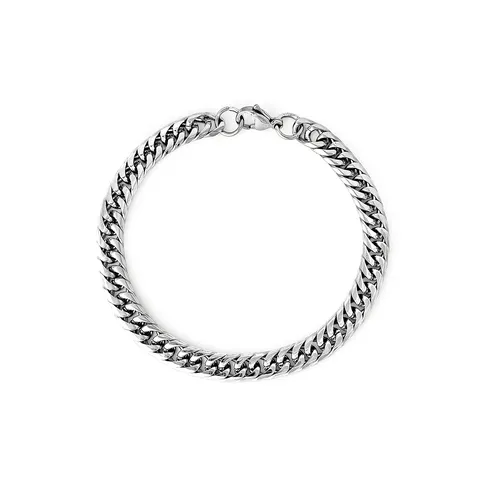 Stainless Steel Titanium Steel Does Not Lose Color Double Weave Grinding Surface Cuban Link Bracelet - Stainless Steel jewelry made by BlueOne Jewelry