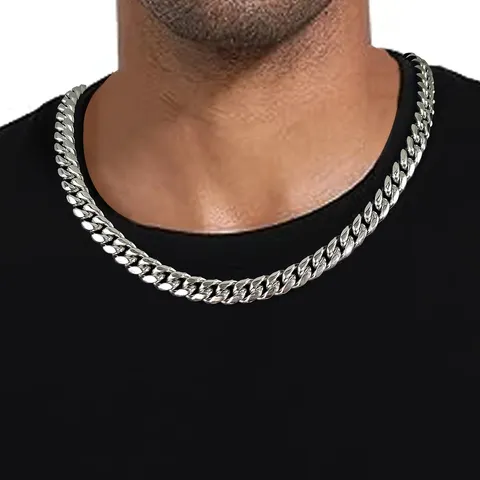 Titanium Steel Tap Buckle Cuban Chain Tap Buckle Hip Hop Men’s Cuban Link Necklace - view 2