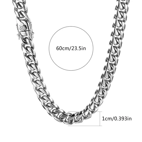 Titanium Steel Tap Buckle Cuban Chain Tap Buckle Hip Hop Men’s Cuban Link Necklace - view 3
