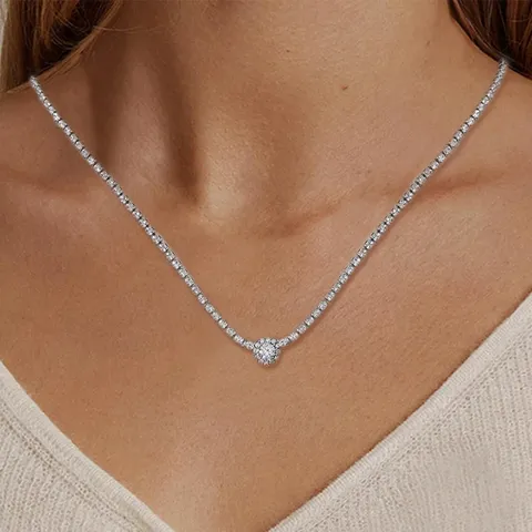 Titanium Steel Tennis Zirconia Necklace Zirconia Short Necklace Light Luxury Style - view 2