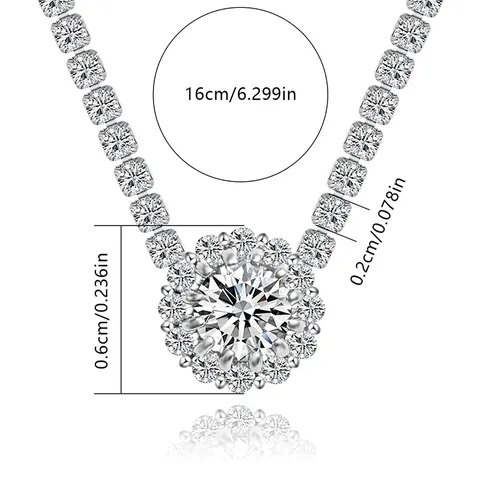 Titanium Steel Tennis Zirconia Necklace Zirconia Short Necklace Light Luxury Style - view 3