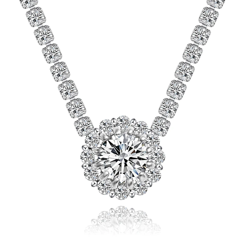 Titanium Steel Tennis Zirconia Necklace Zirconia Short Necklace Light Luxury Style made by BlueOne Jewelry