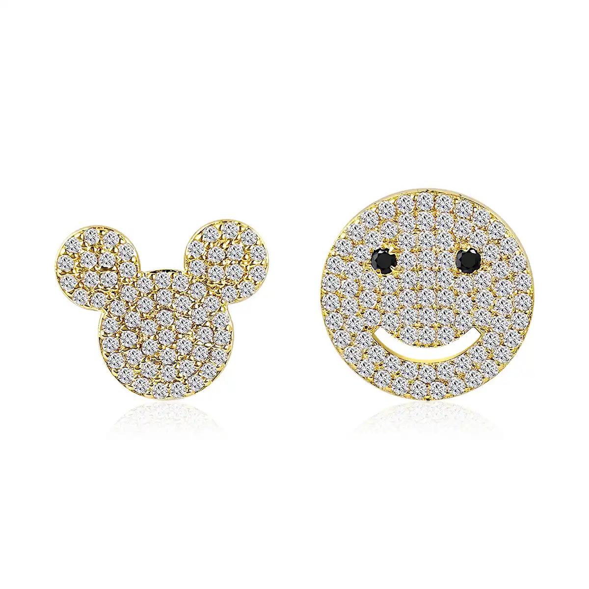 Hip-hop Smiley Stud Earrings Studded with Zirconia – Popular in Europe made by BlueOne Jewelry