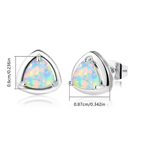 Triangular Section of Blue and White Imitation Opal Earrings Opal Earrings - view 3
