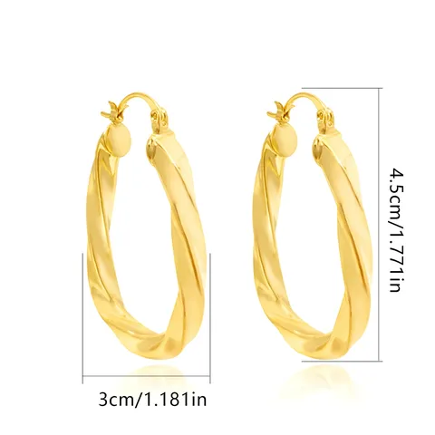 Twisted Hoop Earrings French High-end Cool Versatile Earrings - view 3