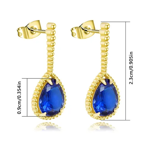 V Gold Full of Diamonds Water Drop Ear Hooks Large Bohemian Drop Earrings - view 3