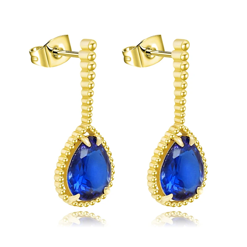 V Gold Full of Diamonds Water Drop Ear Hooks Large Bohemian Drop Earrings made by BlueOne Jewelry