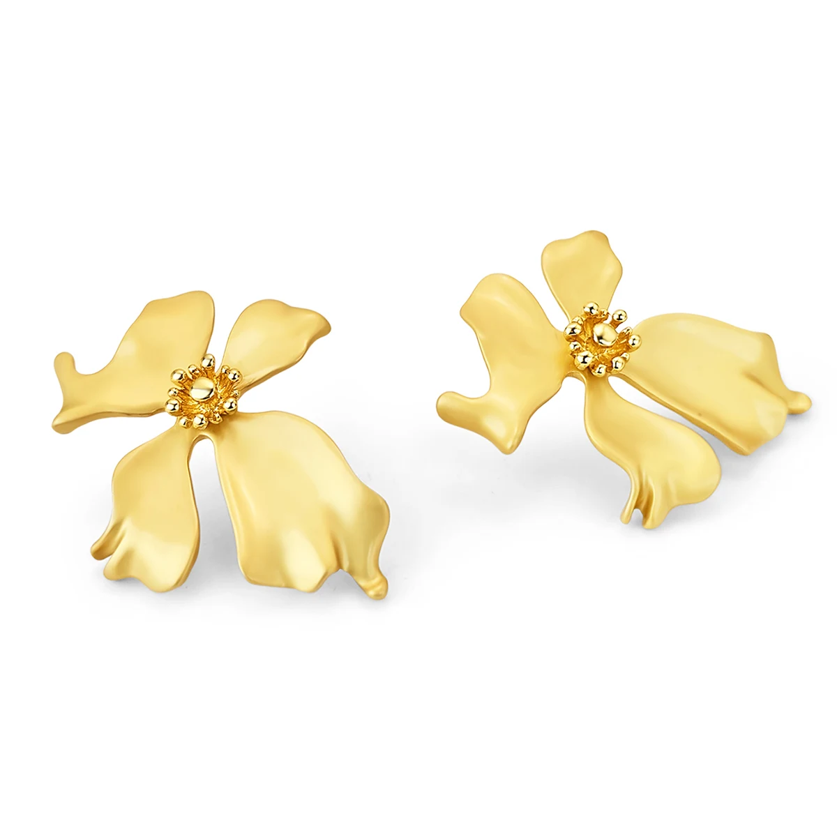 Vintage Metallic Floral Silver Needle Stud Earrings French Fashion made by BlueOne Jewelry
