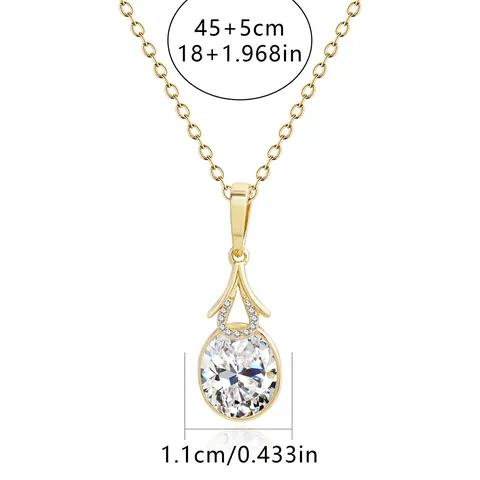 Water Drop-shaped Zirconia Simple Light Luxury Temperament Necklace Women’s Daily Versatile Collarbone Chain - view 3