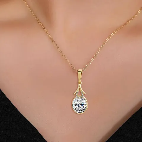 Water Drop-shaped Zirconia Simple Light Luxury Temperament Necklace Women’s Daily Versatile Collarbone Chain - view 2
