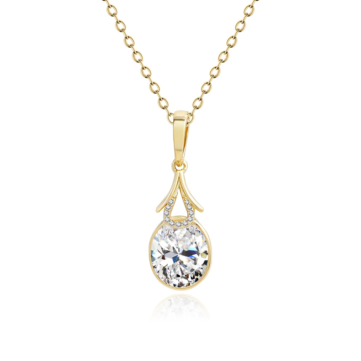 Water Drop-shaped Zirconia Simple Light Luxury Temperament Necklace Women’s Daily Versatile Collarbone Chain made by BlueOne Jewelry