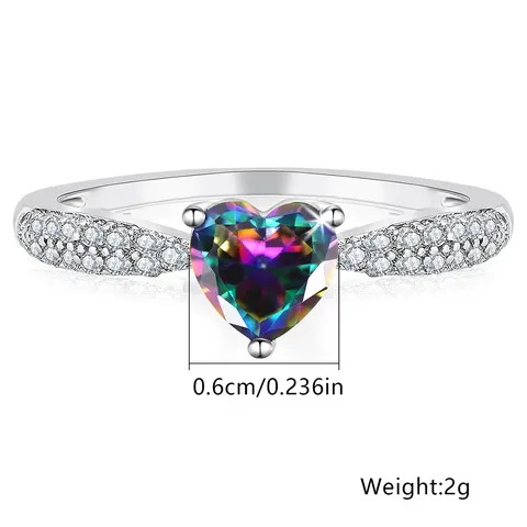 Sources Cubic Zircon Heart Ring Europe and the United States Women - view 3