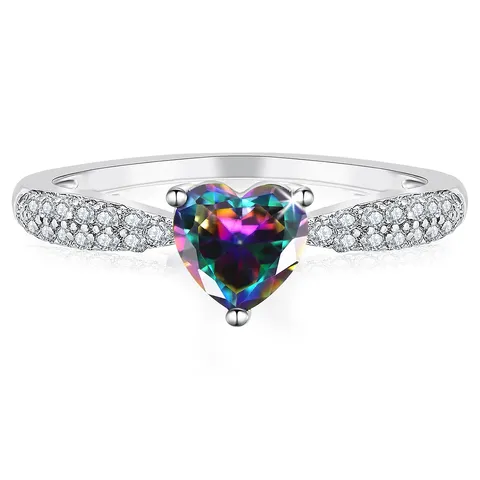 Sources Cubic Zircon Heart Ring Europe and the United States Women - Plated Brass jewelry made by BlueOne Jewelry