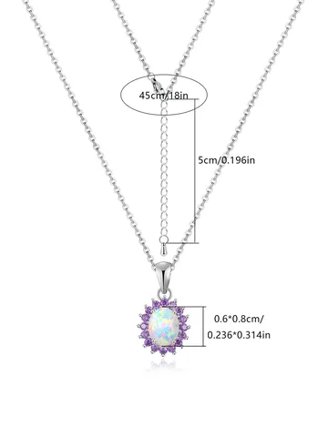 European and American Fashion Creative Opal Pendant Inlaid Opal Collarbone Chain - view 3