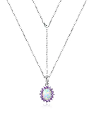 European and American Fashion Creative Opal Pendant Inlaid Opal Collarbone Chain - Plated Brass jewelry made by BlueOne Jewelry